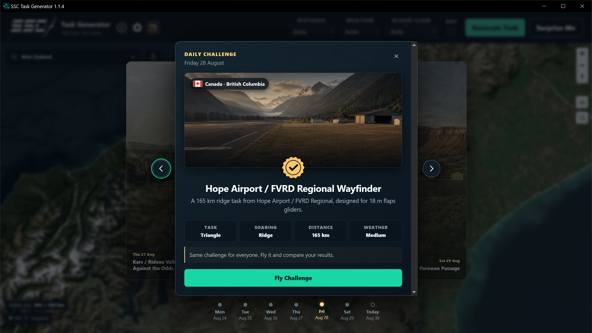 The SSC Task Generator Daily Challenge screen